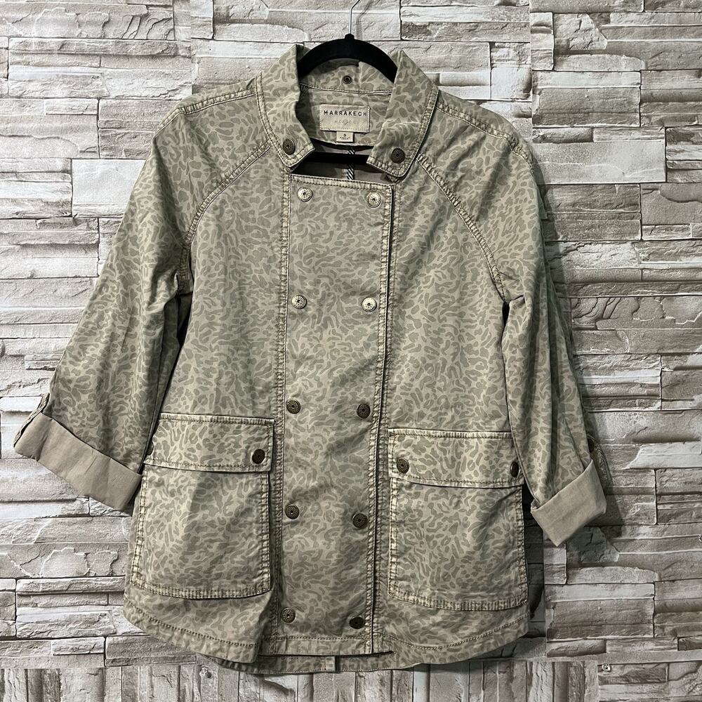 Marrakech Women Camo Faravel Jacket anthropologie Stretch Size S Pockets